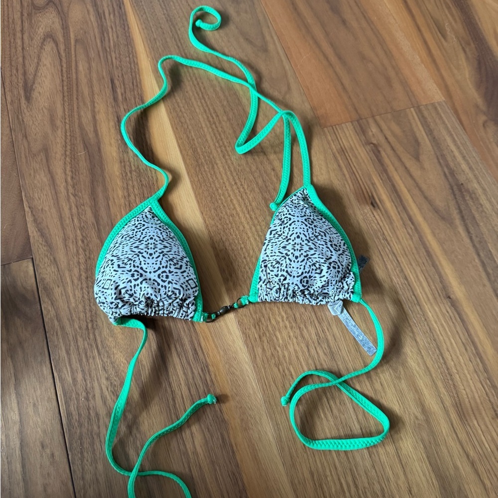 SOFIA by ViX Teal and Black Patterned Bikini Top
